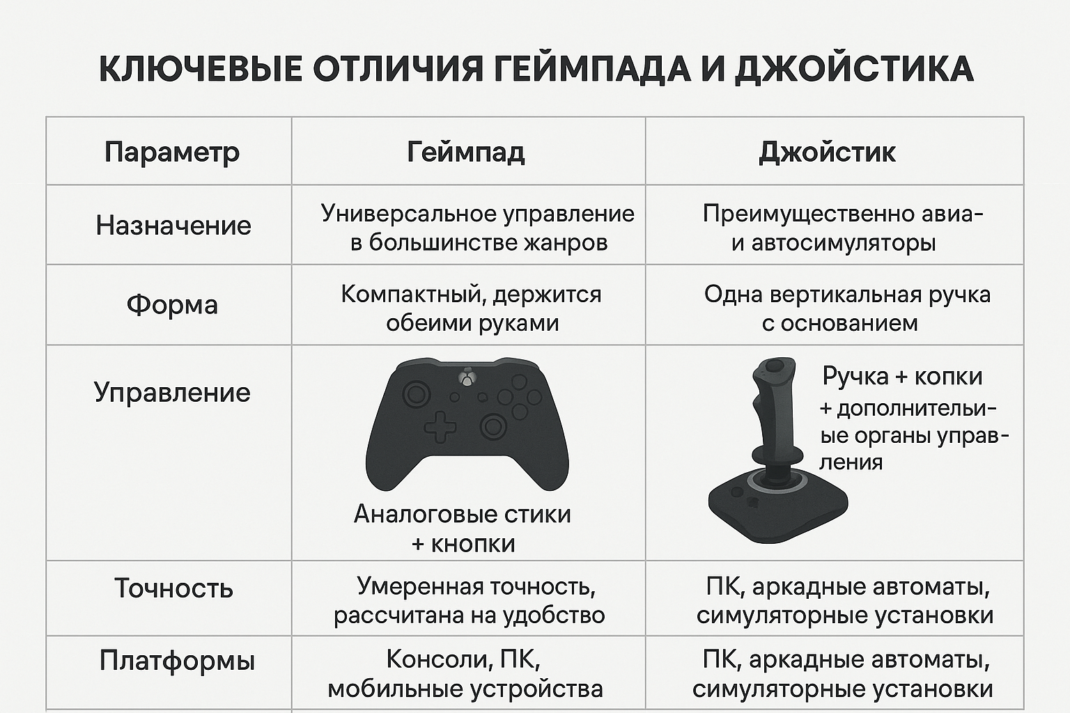 отличия геймпада и джойстика