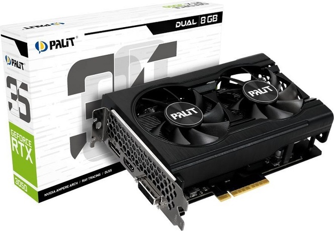 Купить Видеокарта nVidia RTX 3050 Palit GeForce RTX 3050 Dual 8GB (NE63050018P1-1070D) в ДНР по лучшей цене, Отзывы, Характеристики, Фото, Наличие. Фото 1