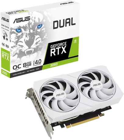 Купить Видеокарта nVidia RTX 3060 Asus DUAL-RTX3060-O8G-WHITE в ДНР по лучшей цене, Отзывы, Характеристики, Фото, Наличие. Фото 1