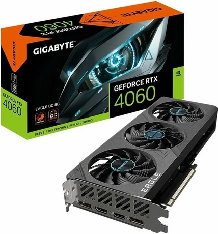 Купить Видеокарта nVidia RTX 4060 Gigabyte GV-N4060EAGLE OC-8GD в ДНР по лучшей цене, Отзывы, Характеристики, Фото, Наличие. Фото 1