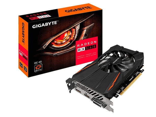 Купить Видеокарта AMD Radeon RX 560 Gigabyte GV-RX560OC-4GD в ДНР по лучшей цене, Отзывы, Характеристики, Фото, Наличие. Фото 1