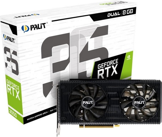 Купить Видеокарта nVidia RTX 3050 Palit GeForce RTX 3050 Dual (NE63050019P1-190AD) в ДНР по лучшей цене, Отзывы, Характеристики, Фото, Наличие. Фото 1