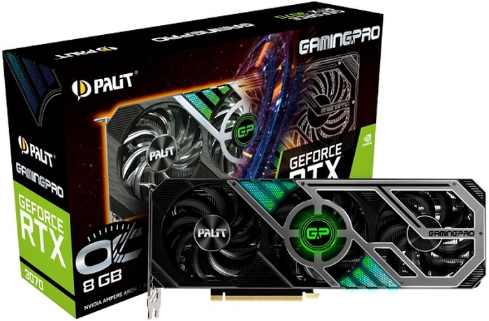 Купить Видеокарта nVidia RTX 3070 Palit RTX 3070 GamingPro OC (NE63070S19P2-1041A) в ДНР по лучшей цене, Отзывы, Характеристики, Фото, Наличие. Фото 1