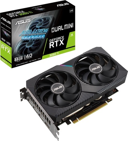 Купить Видеокарта nVidia RTX 3060Ti Asus DUAL-RTX3060TI-8G-MINI-V2 (90YV0FT3-M0NA00) в ДНР по лучшей цене, Отзывы, Характеристики, Фото, Наличие. Фото 1