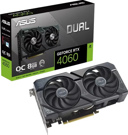 Купить Видеокарта nVidia RTX 4060 Asus DUAL-RTX4060-O8G (90YV0JC0-M0NA00) в ДНР по лучшей цене, Отзывы, Характеристики, Фото, Наличие. Фото 1