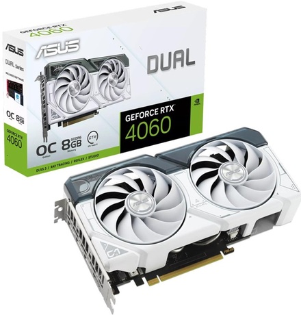 Купить Видеокарта nVidia RTX 4060 Asus DUAL-RTX4060-O8G-WHITE в ДНР по лучшей цене, Отзывы, Характеристики, Фото, Наличие. Фото 1