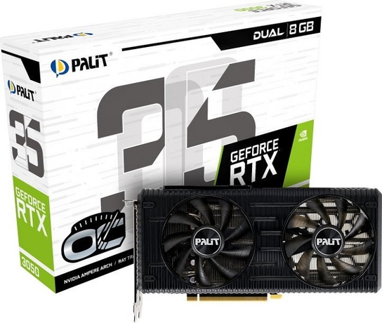 Купить Видеокарта nVidia RTX 3050 Palit RTX 3050 DUAL OC 8GB (NE63050T19P1-190AD) в ДНР по лучшей цене, Отзывы, Характеристики, Фото, Наличие. Фото 1