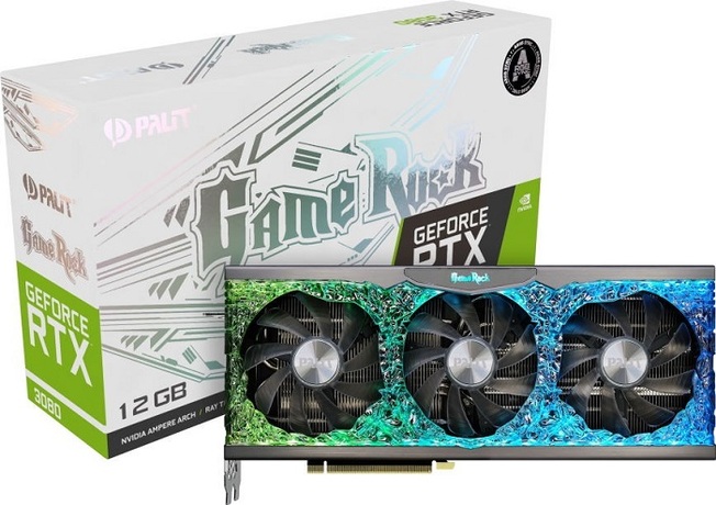 Купить Видеокарта nVidia RTX 3080 Palit RTX 3080 GameRock 12G LHR (NED3080019KB-1020G) в ДНР по лучшей цене, Отзывы, Характеристики, Фото, Наличие. Фото 1