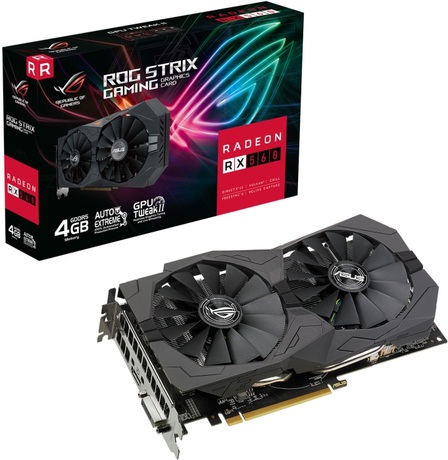 Купить Видеокарта AMD Radeon RX 560 Asus ROG-STRIX-RX560-4G-V2-GAMING (90YV0HV0-M0NA00) в ДНР по лучшей цене, Отзывы, Характеристики, Фото, Наличие. Фото 1