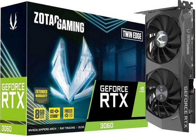 Купить Видеокарта nVidia RTX 3060 Zotac GAMING RTX 3060 Twin Edge (ZT-A30630E-10M) в ДНР по лучшей цене, Отзывы, Характеристики, Фото, Наличие. Фото 1