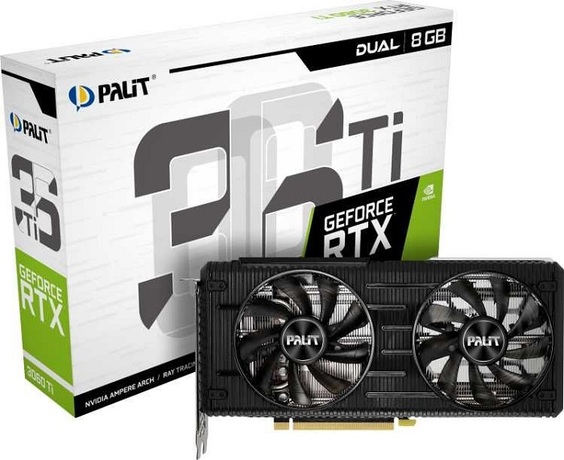 Купить Видеокарта nVidia RTX 3060Ti Palit RTX 3060 Ti Dual 8G (NE6306T019P2-190AD) в ДНР по лучшей цене, Отзывы, Характеристики, Фото, Наличие. Фото 1