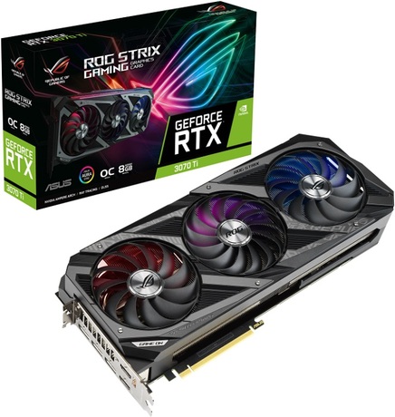 Купить Видеокарта nVidia RTX 3070Ti Asus ROG-STRIX-RTX3070TI-O8G-GAMING (90YV0GW0-M0NA00) в ДНР по лучшей цене, Отзывы, Характеристики, Фото, Наличие. Фото 1