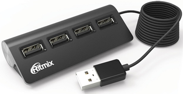 USB-хаб Ritmix CR-2400 Black - Миниатюра 1