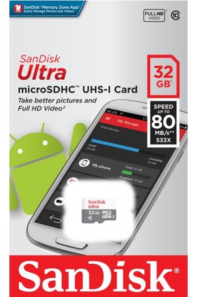 Карта памяти microSDHC  32 ГБ SanDisk Ultra - Миниатюра 1