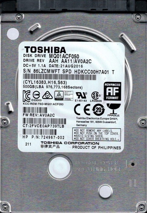 Жесткий диск 2.5" 500Гб Toshiba - Миниатюра 1