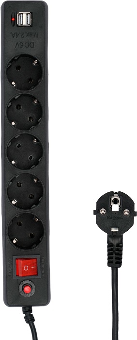 Сетевой фильтр 1.8 м Гарнизон ECL-5-U2-B-1.8 - Миниатюра 1