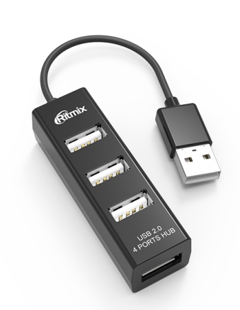 USB-хаб Ritmix CR-2402 Black - Миниатюра 1