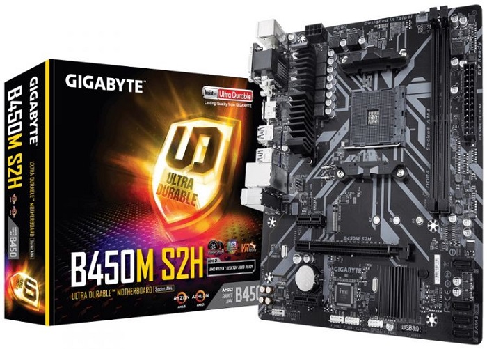 Материнская плата AMD B450 Gigabyte B450M S2H - Миниатюра 1