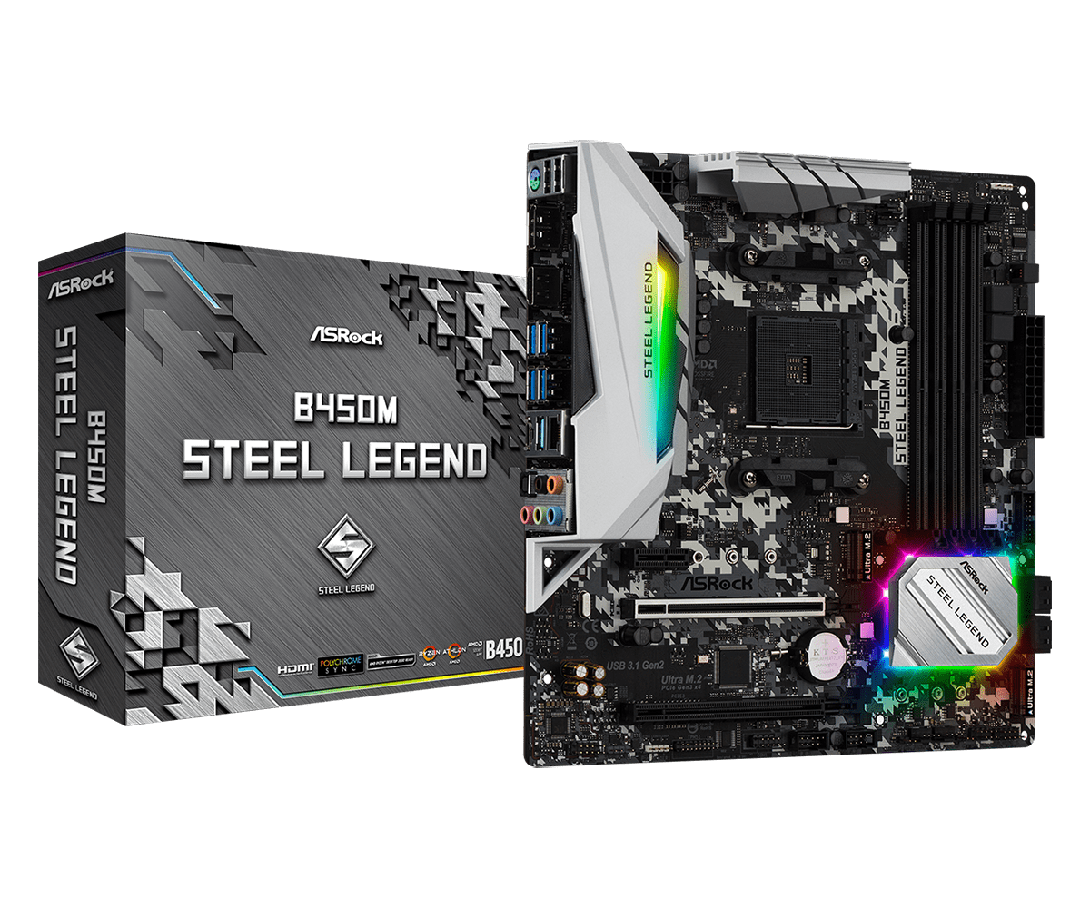 Материнская плата AMD B450 ASRock B450M STEEL LEGEND - Миниатюра 1
