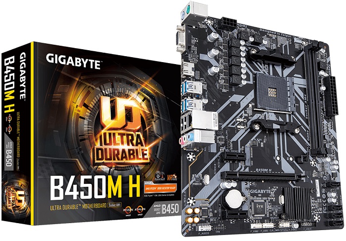 Материнская плата AMD B450 Gigabyte B450M H - Миниатюра 1