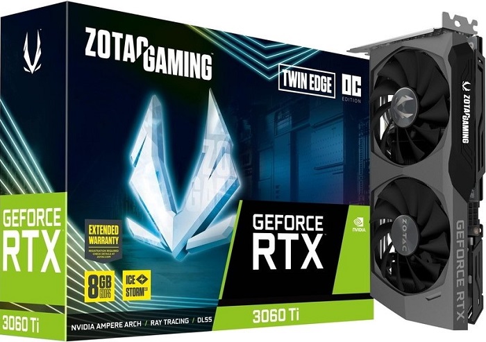 Видеокарта nVidia RTX 3060Ti Zotac RTX 3060 Ti Twin Edge OC LHR - Миниатюра 1