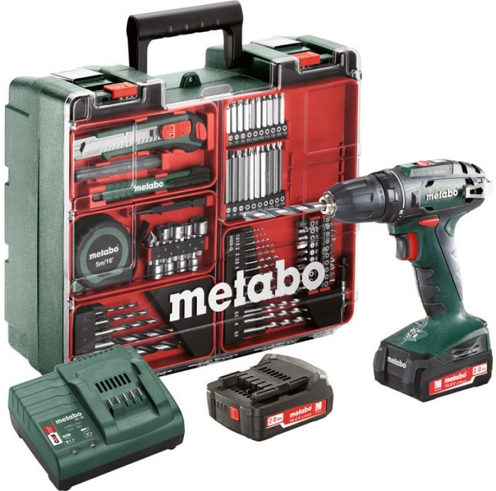 Дрель-шуруповерт аккумуляторная Metabo BS 14.4 с набором оснастки - Миниатюра 1