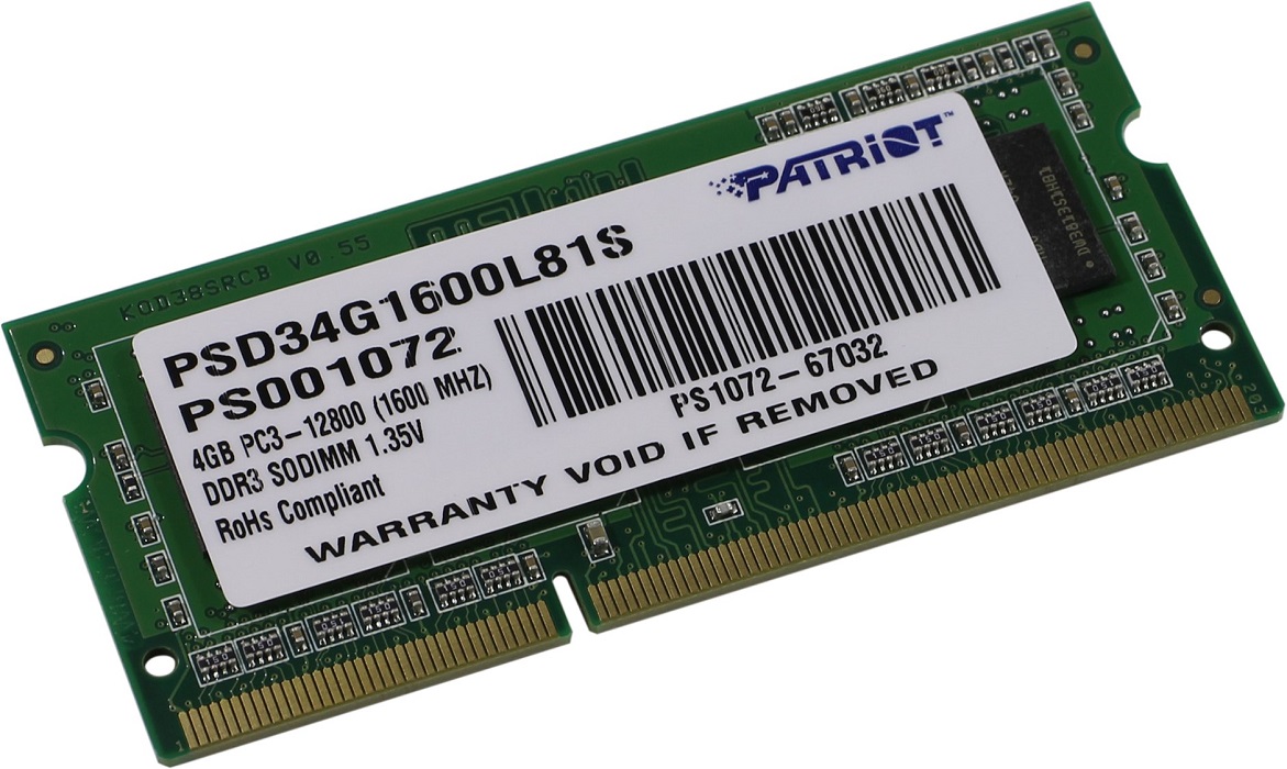 Оперативная память SO-DIMM DDR3 4Гб Patriot Signature