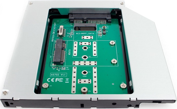Шасси для HDD/SSD/М.2/mSATA в отсек привода ноутбука 12.7мм AgeStar SMNF2S