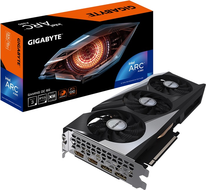 Видеокарта intel Arc A380 Gigabyte GV-IA380GAMING OC-6GD - Миниатюра 1