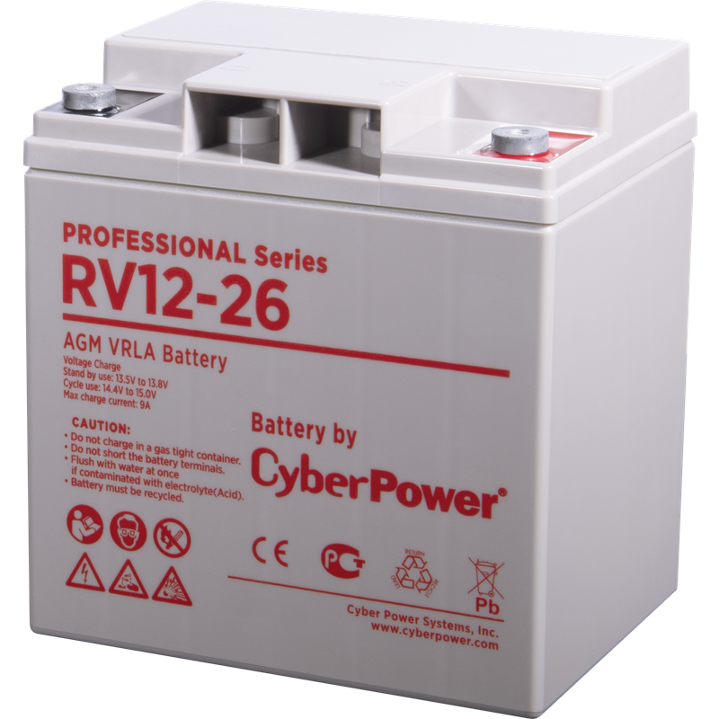 Аккумуляторная батарея PS CyberPower RV 12-26 / 12 В 26 Ач Батарея аккумуляторная для ИБП CyberPower Professional series RV 12-26 - Миниатюра 1