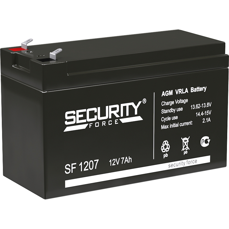 Батарея SECURITY FORCE серия SF, SF 1207, напряжение 12В, емкость 7Ач