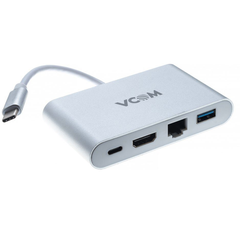 Кабель-адаптер USB3.1 Type-CM-->HDMI+USB3.0+RJ45+PD charging VCOM <CU455> VCOM CU455 - Миниатюра 1