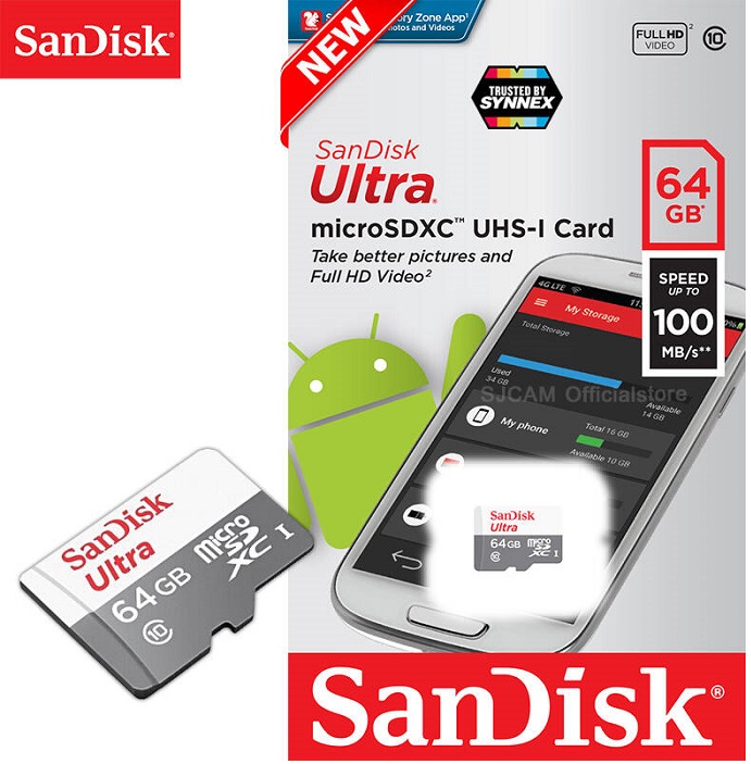 Карта памяти microSDXC  64 ГБ SanDisk Ultra