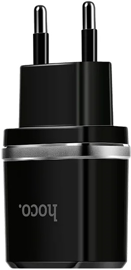 Зарядное устройство USB сетевое hoco C12 Black - Миниатюра 1