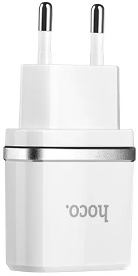 Зарядное устройство USB сетевое hoco C12 White - Миниатюра 1