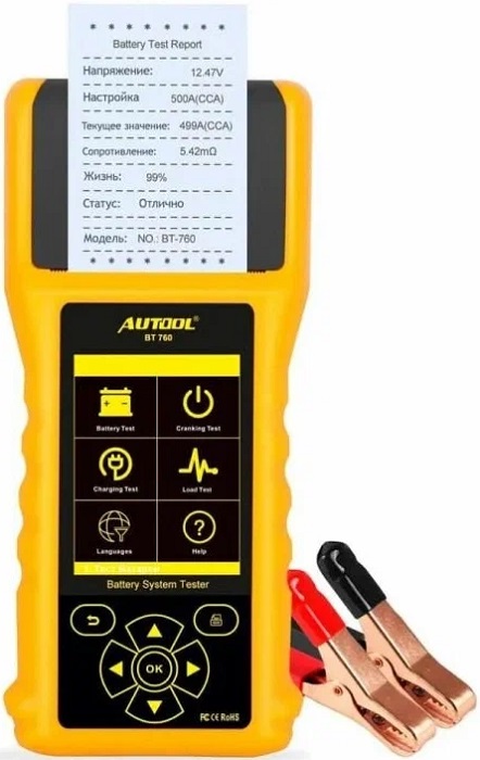 Анализатор аккумуляторных батарей с термопринтером Autool BT 760
