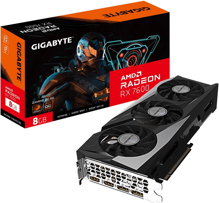 Видеокарта AMD Radeon RX 7600 Gigabyte GV-R76GAMING OC-8GD - Миниатюра 1