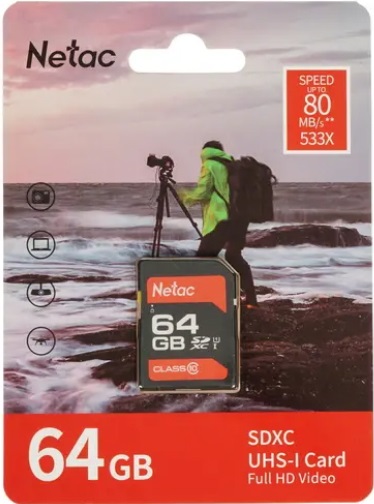 Карта памяти SDHC  64 ГБ Netac P600