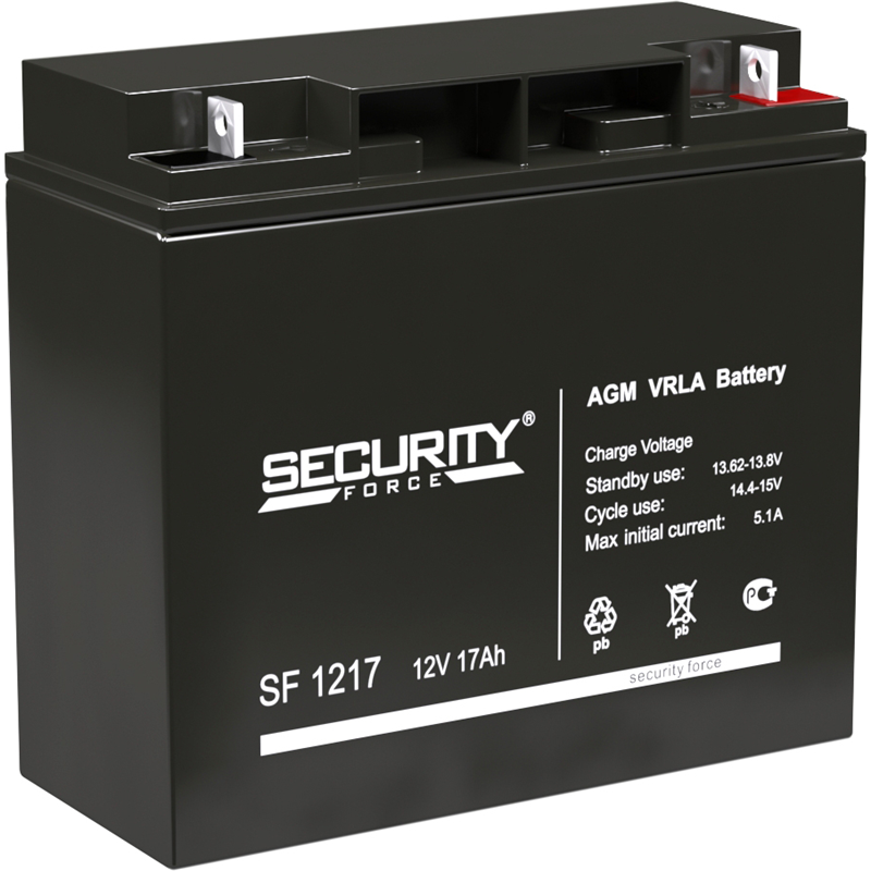 Батарея SECURITY FORCE серия SF, SF 1217, напряжение 12В, емкость 17Ач
