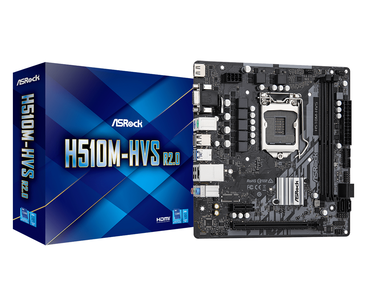 Материнская плата intel H510 ASRock H510M-HVS R2.0 - Миниатюра 1