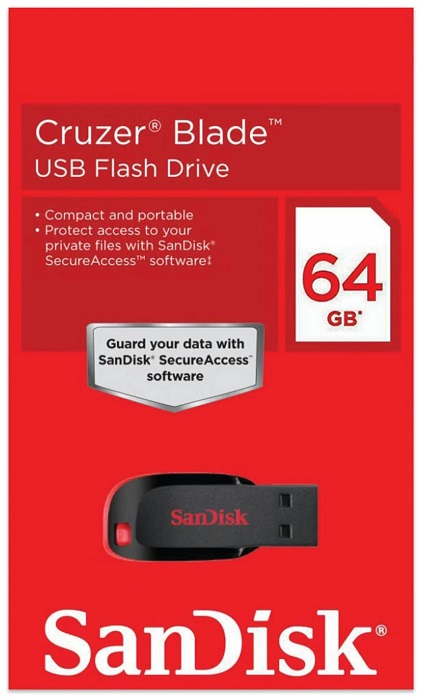 USB-флэш  64 ГБ SanDisk Cruzer Blade - Миниатюра 1