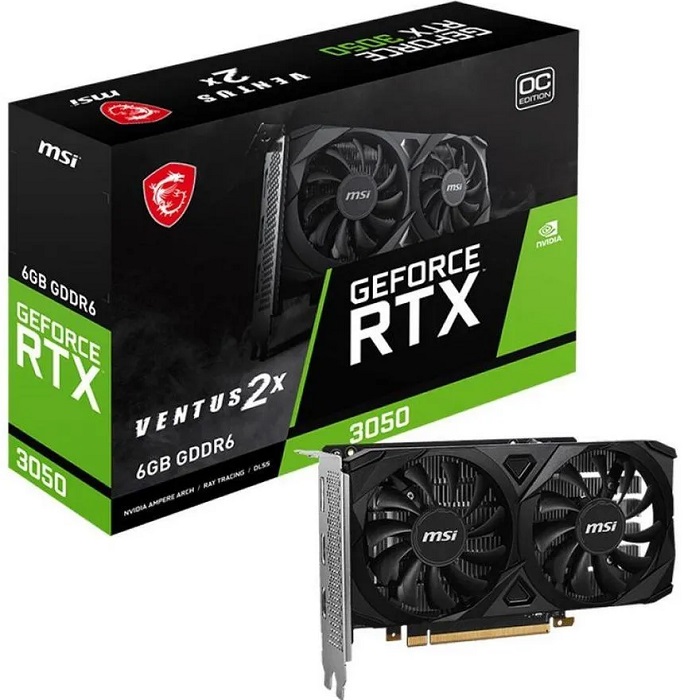 Видеокарта nVidia RTX 3050 MSI RTX 3050 VENTUS 2X E 6G OC - Миниатюра 1
