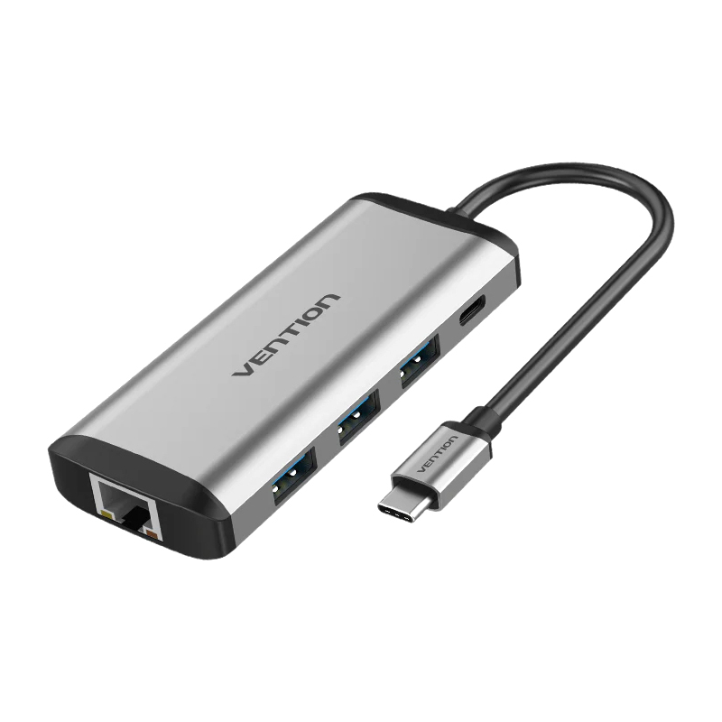 Мультифункциональный хаб Vention USB Type C 9 в 1 Мультифункциональный хаб Vention USB Type-C M/HDMI F+USB 3.0+TF F+SD F+RJ45+mini jack 3.5 mm F+USB T - Миниатюра 1