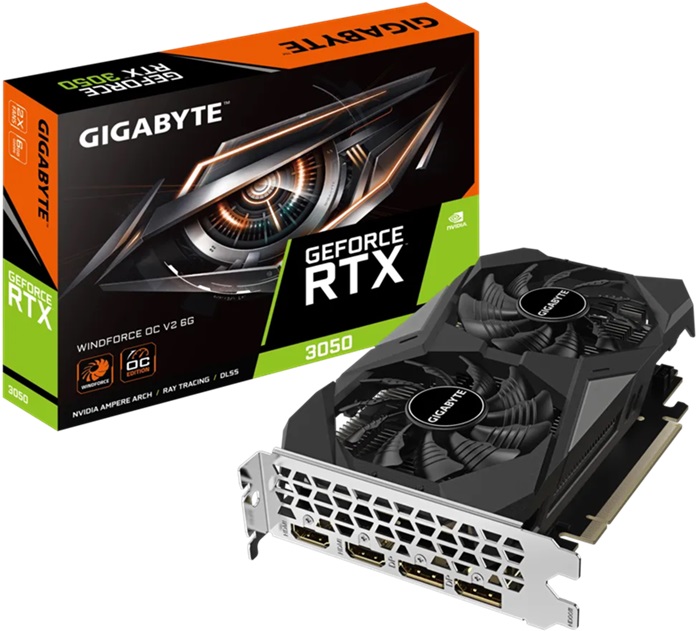 Видеокарта nVidia RTX 3050 Gigabyte WINDFORCE V2 OC - Миниатюра 1