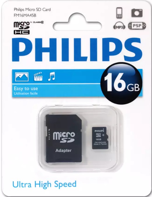 Карта памяти microSDHC  16 ГБ Philips