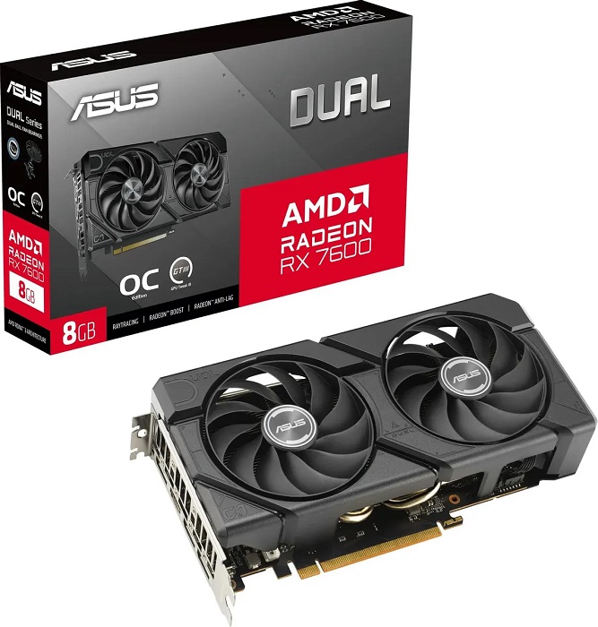 Видеокарта AMD Radeon RX 7600 Asus DUAL-RX7600-O8G-EVO - Миниатюра 1