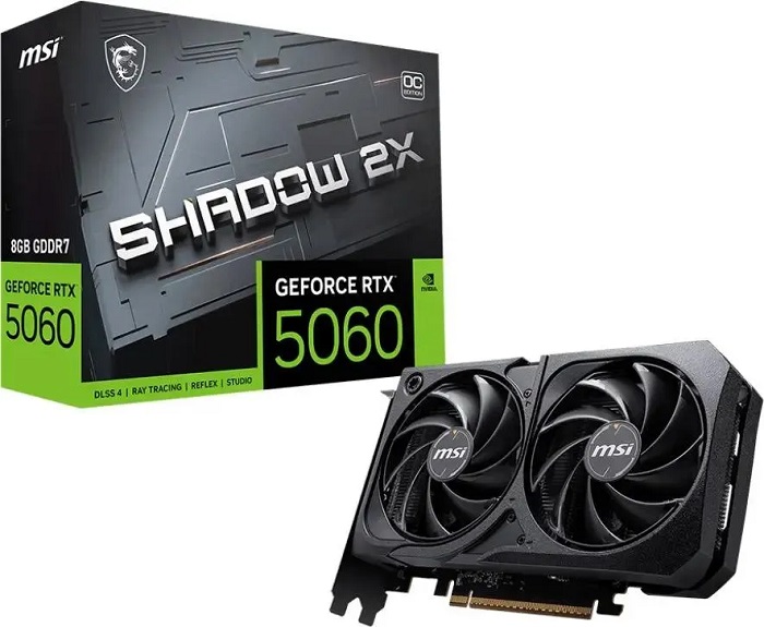 Видеокарта nVidia RTX 5060 MSI RTX 5060 8G SHADOW 2X OC - Миниатюра 1