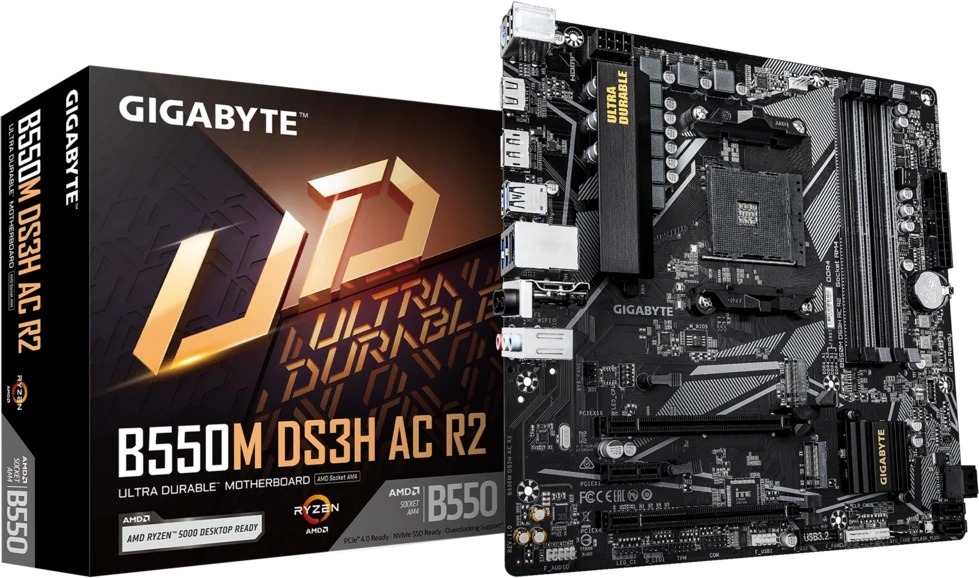 Материнская плата AMD B550 Gigabyte B550M DS3H AC R2