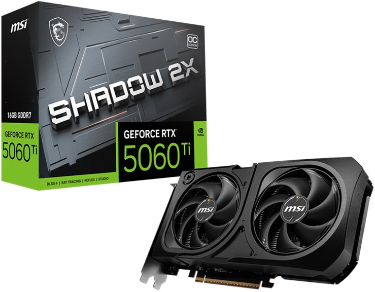 Видеокарта nVidia RTX 5060Ti MSI RTX 5060 Ti 16G SHADOW 2X OC PLUS