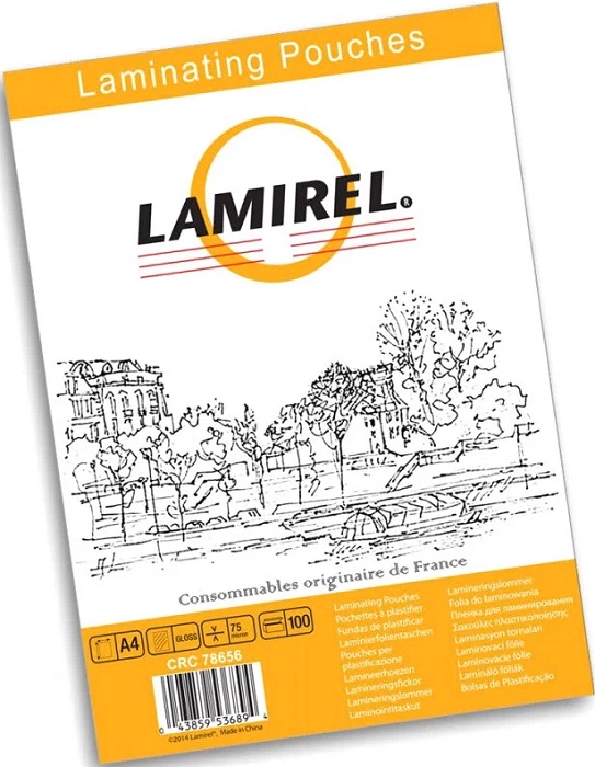 Пленка для ламинирования Lamirel A4 75мкм 216x303мм 100шт глянцевая